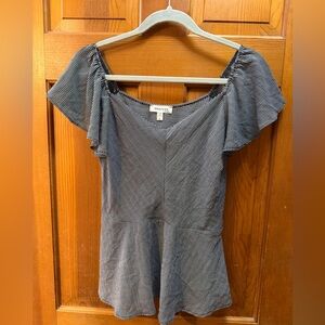 Monteau Black and White Striped Blouse L